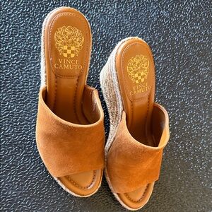 Vince Camuto Brown Suede Wedge Sandals